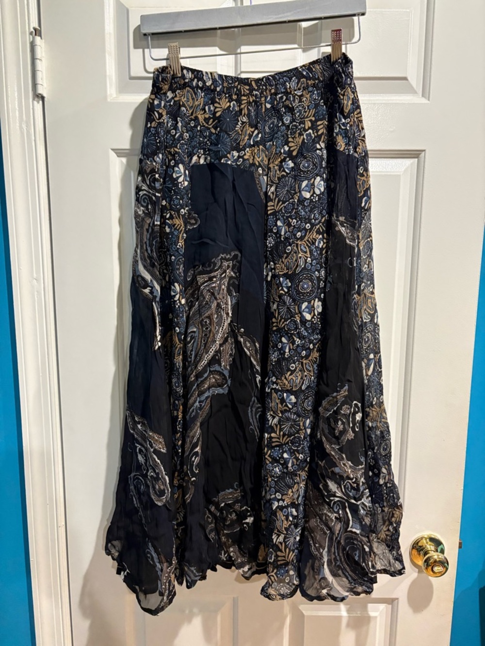 Coldwater Creek maxi skirt dark florals whimsigoth boho embroidered M 10-12